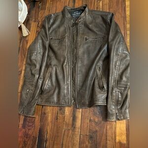 Lucky Brand Men’s BONNEVILLE Biker Racer Leather Jacket Dark Brown